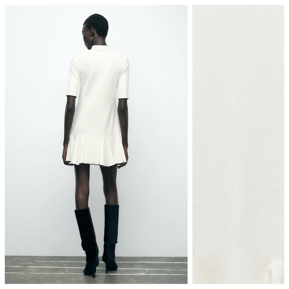 NWT. Zara White Viscose Blend Godet Short Dress. Size S. - Picture 3 of 11